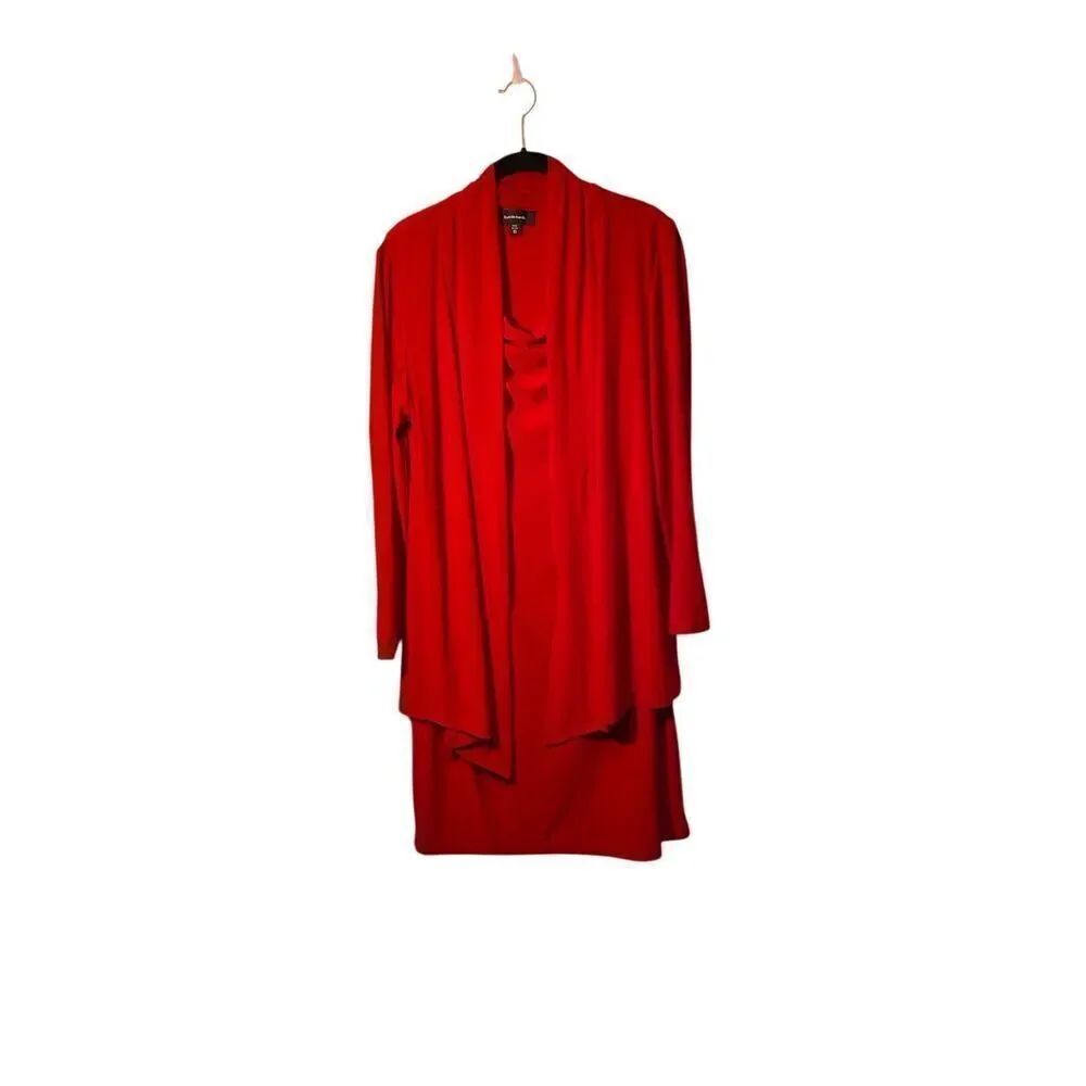 R&M women’s two piece red dress with attached cardigan size 10